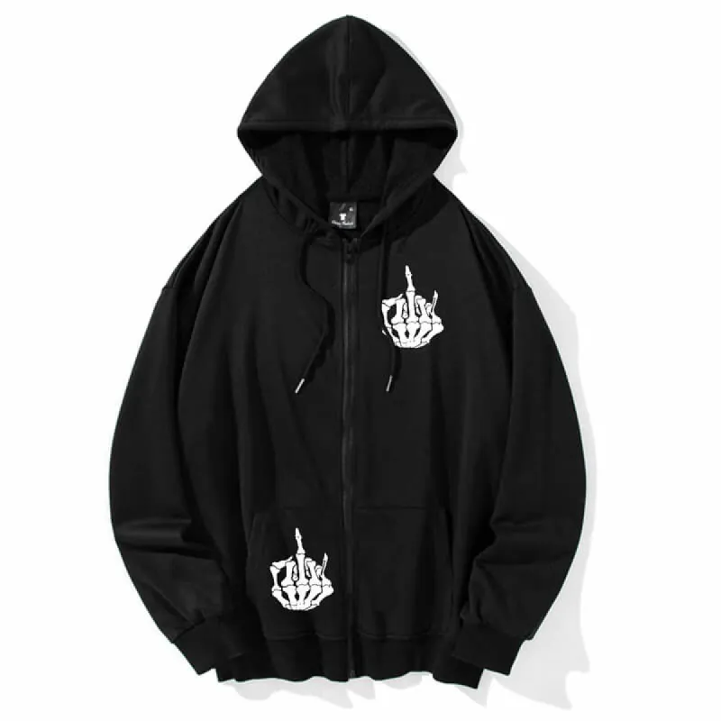 Black Skeleton Hand Casual Hoodie Coat sold by GTHIC