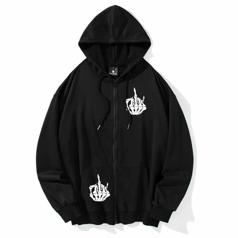 Black Skeleton Hand Casual Hoodie Coat sold by GTHIC