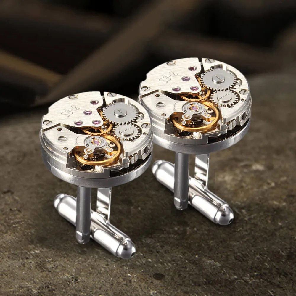 Steampunk Watch Stainless Steel Cufflinks sold by GTHIC