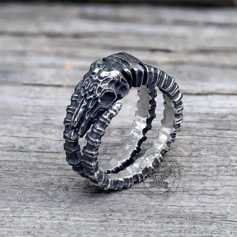 Vintage Goat Head Skull Stainless Steel Open Ring sold by GTHIC product image thumbnail 4