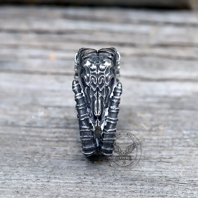 Vintage Goat Head Skull Stainless Steel Open Ring sold by GTHIC product image thumbnail 2