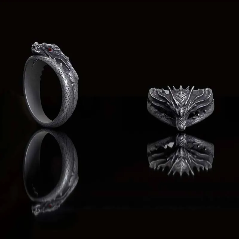 Vintage Domineering Dragon Head Sterling Silver Ring sold by GTHIC