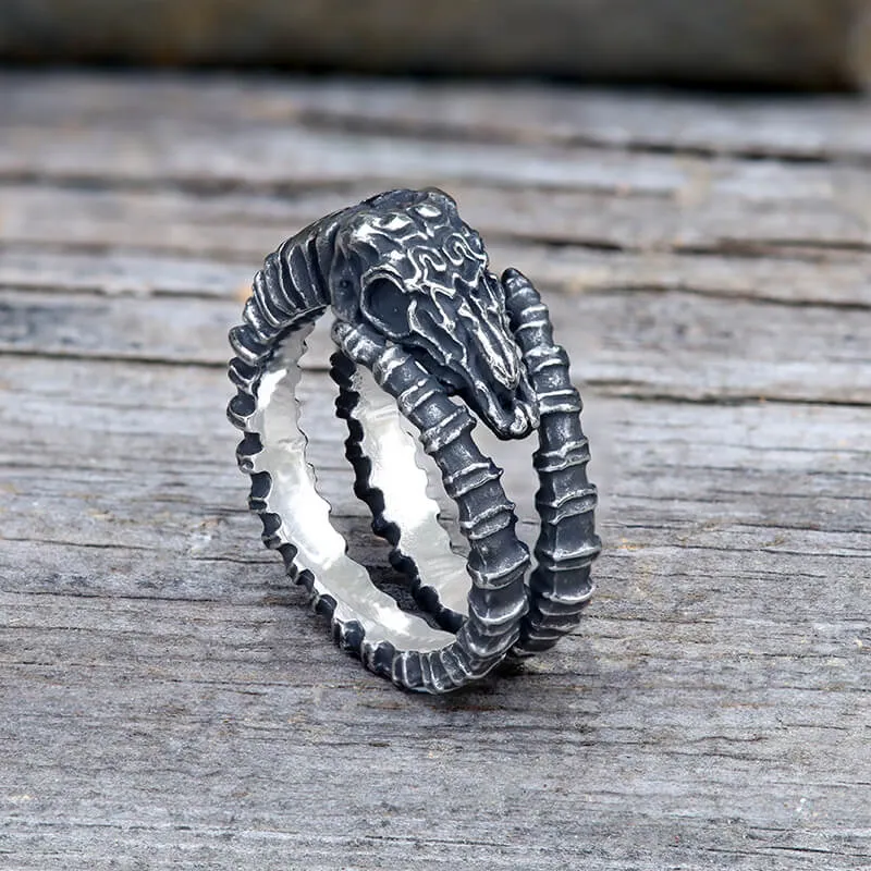 Vintage Goat Head Skull Stainless Steel Open Ring sold by GTHIC