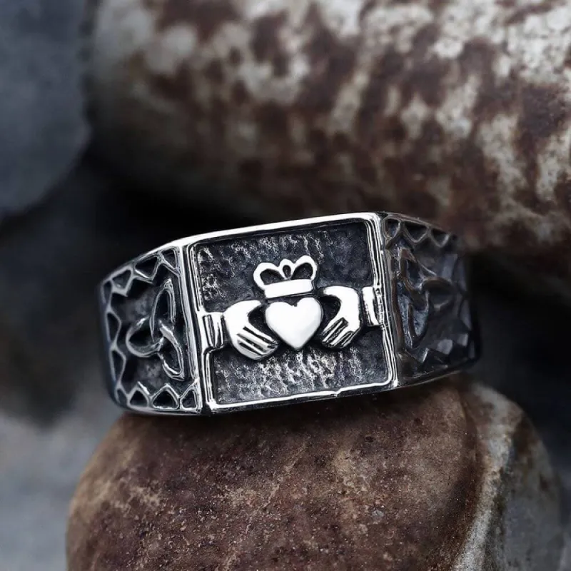 Irish Claddagh Stainless Steel Celtic Knots Ring sold by GTHIC