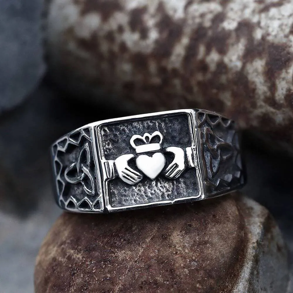 Irish Claddagh Stainless Steel Celtic Knots Ring sold by GTHIC