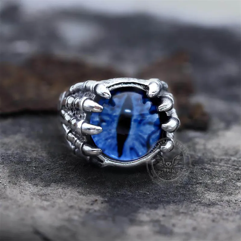 Dragon Eye Stainless Steel Skull Claw Ring sold by GTHIC
