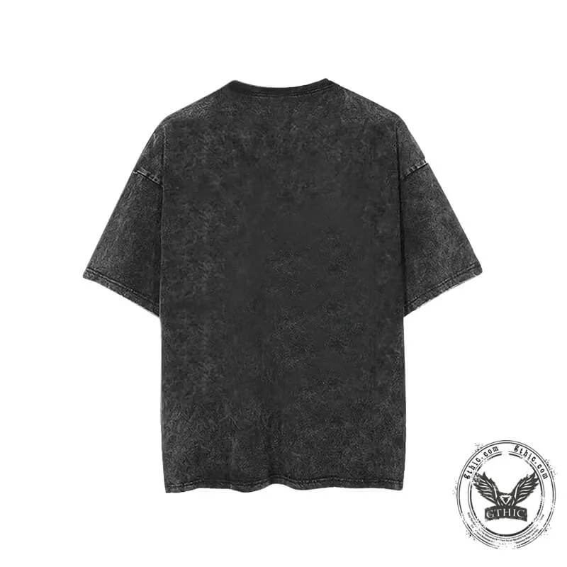 Vintage Owl Print Washed Short Sleeve T-shirt sold by GTHIC product image thumbnail 3
