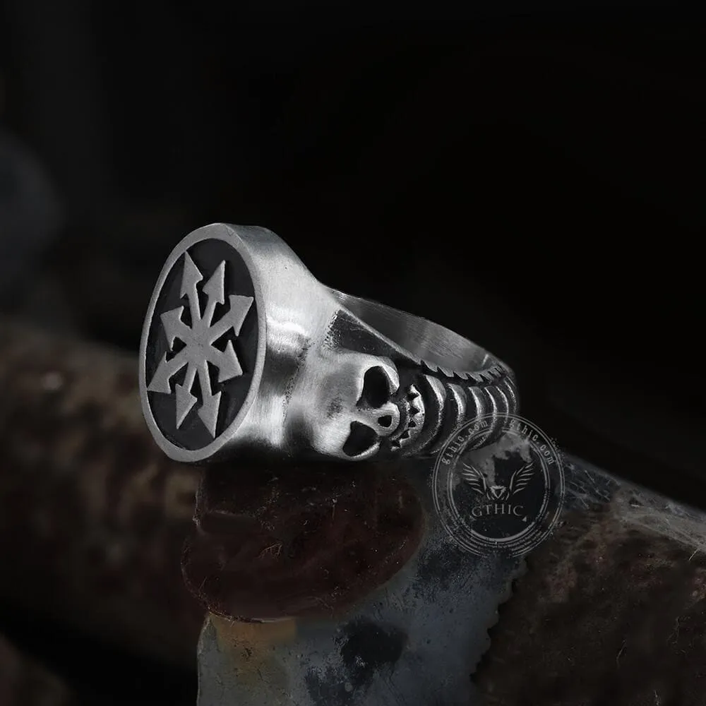 Chaos Star Stainless Steel Skull Ring sold by GTHIC product image thumbnail 5