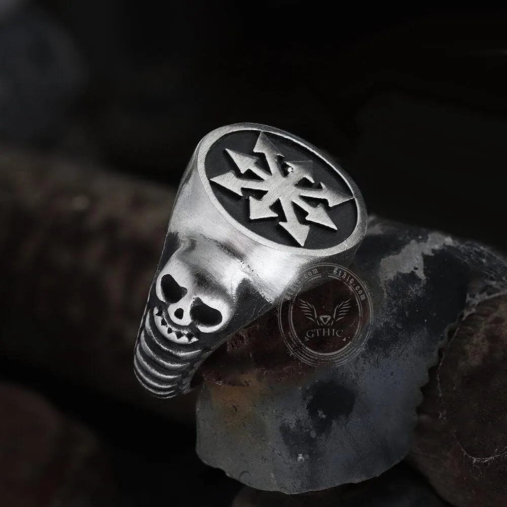 Chaos Star Stainless Steel Skull Ring sold by GTHIC product image thumbnail 4
