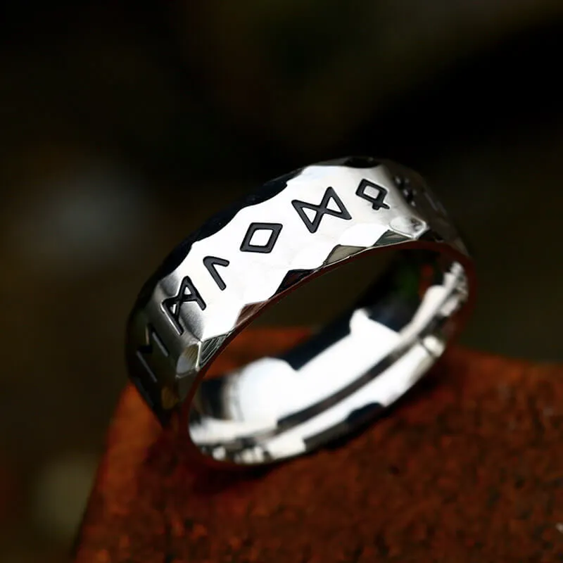 Scaled Pattern Runes Stainless Steel Viking Ring sold by GTHIC product image thumbnail 4