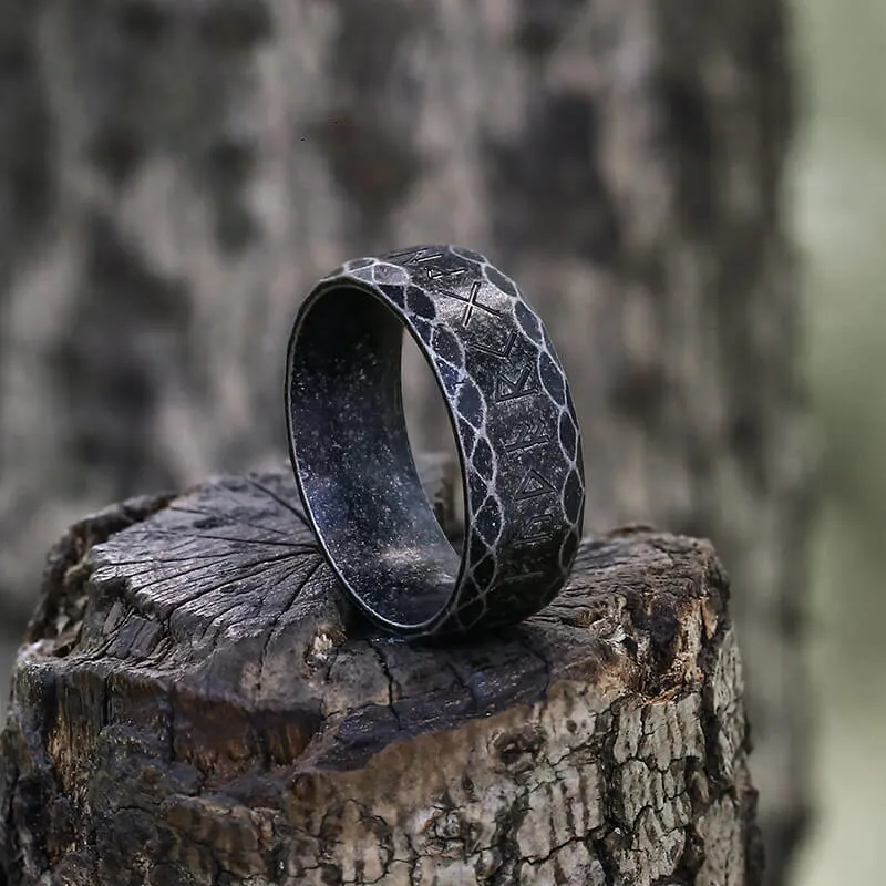 Scaled Pattern Runes Stainless Steel Viking Ring sold by GTHIC product image thumbnail 5