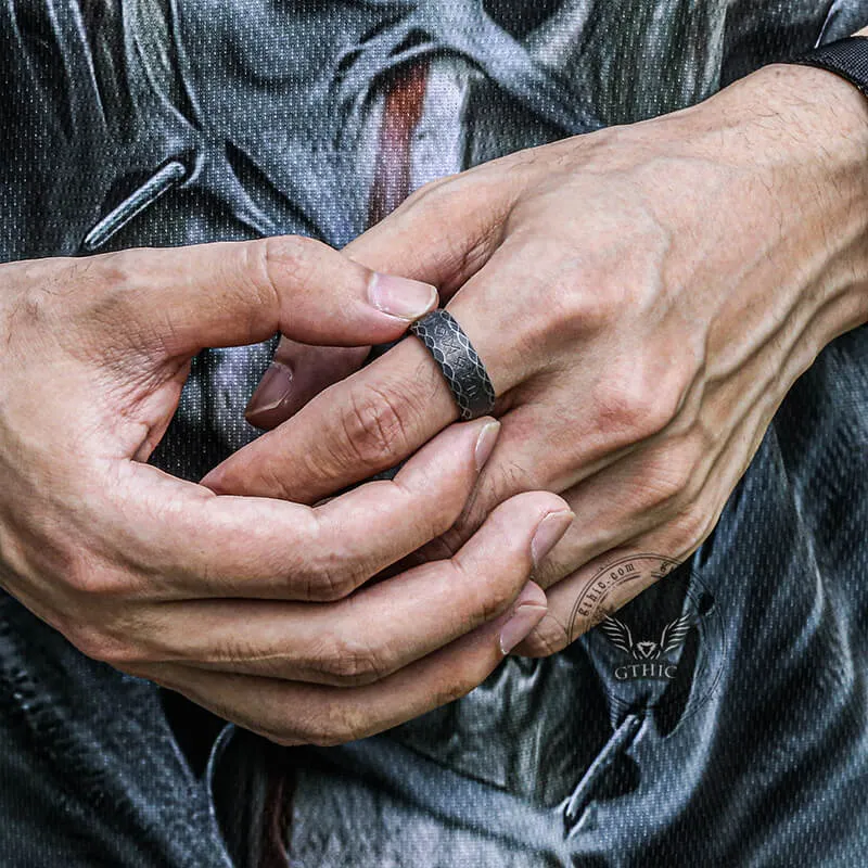 Scaled Pattern Runes Stainless Steel Viking Ring sold by GTHIC product image thumbnail 2