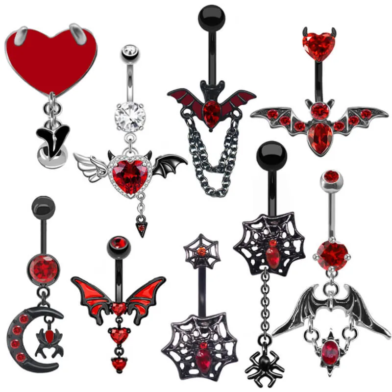 Devil Bat Spider Zinc Alloy Belly Button Ring sold by GTHIC