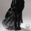 Floral pattern High Waist Flare Maxi Lace skirt sold by GTHIC