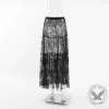Floral pattern High Waist Flare Maxi Lace skirt sold by GTHIC