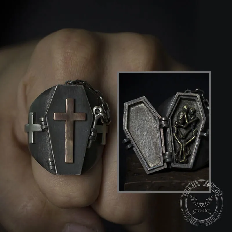 Till Death Do Us Part Sterling Silver Skull Coffin Ring sold by GTHIC product image thumbnail 2