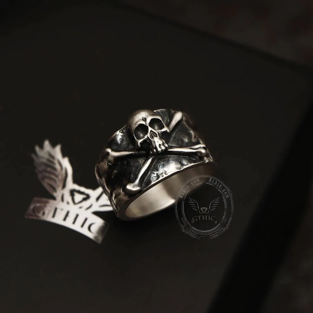Crossbones Pirate Sterling Silver Skull Ring sold by GTHIC product image thumbnail 2