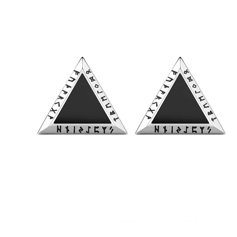 Triangular Viking Rune Stainless Steel Stud Earrings sold by GTHIC product image thumbnail 3