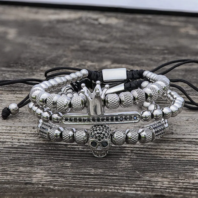 Vintage Crown Stainless Steel Skull Bracelet Set sold by GTHIC product image thumbnail 4