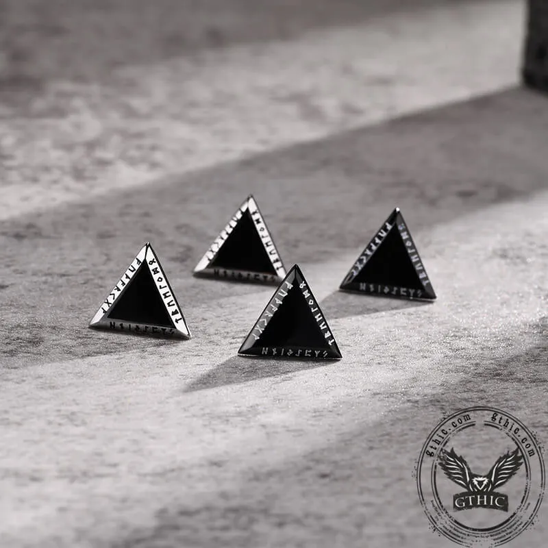 Triangular Viking Rune Stainless Steel Stud Earrings sold by GTHIC