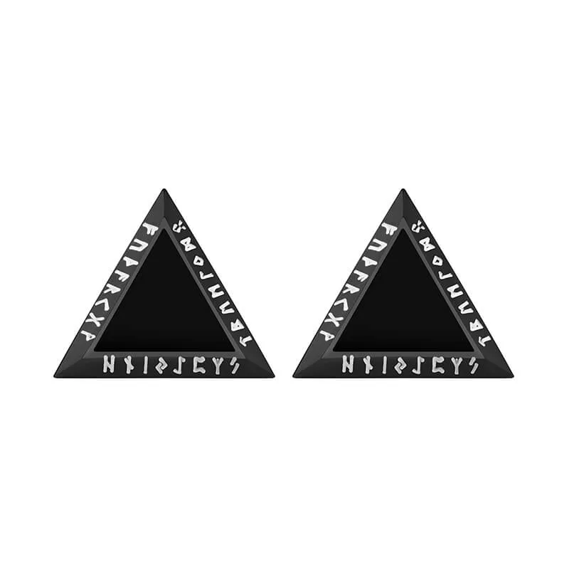 Triangular Viking Rune Stainless Steel Stud Earrings sold by GTHIC product image thumbnail 4