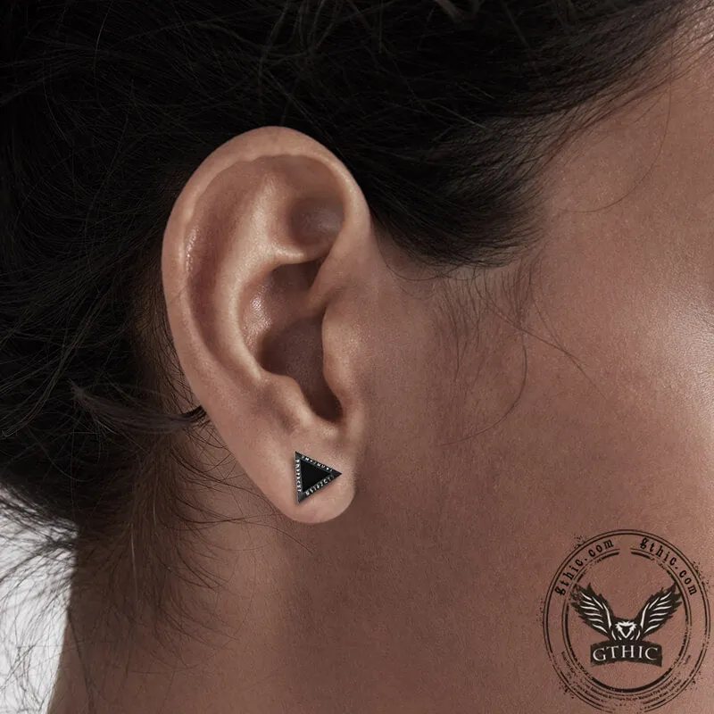 Triangular Viking Rune Stainless Steel Stud Earrings sold by GTHIC product image thumbnail 2