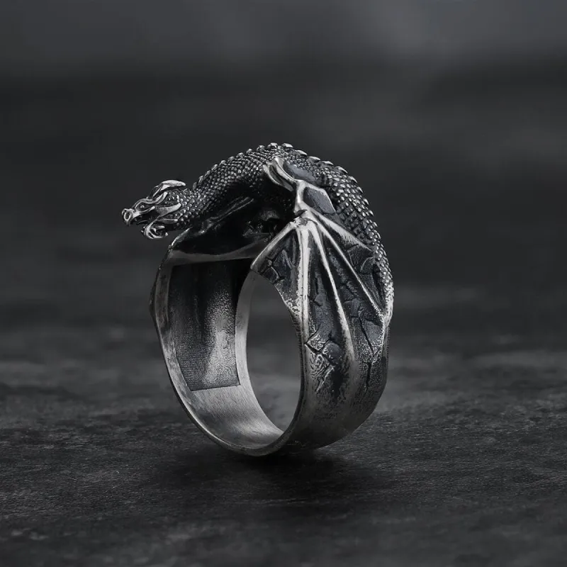 Celtic Flying Dragon Sterling Silver Ring sold by GTHIC