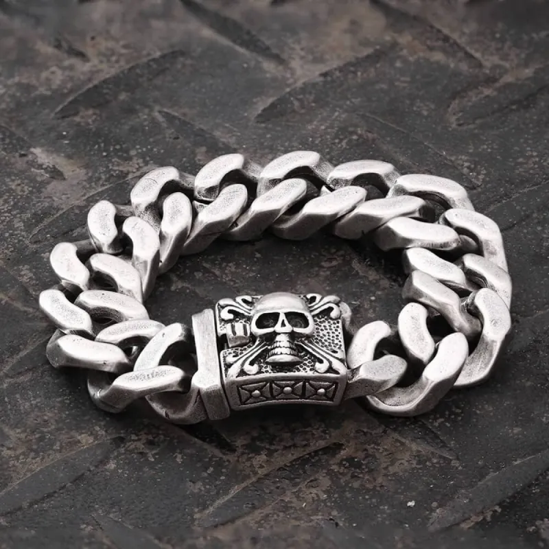 Retro Stainless Steel Skull Bracelet sold by GTHIC