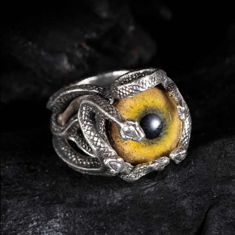 Devil's Eye Sterling Silver Snake Ring sold by GTHIC