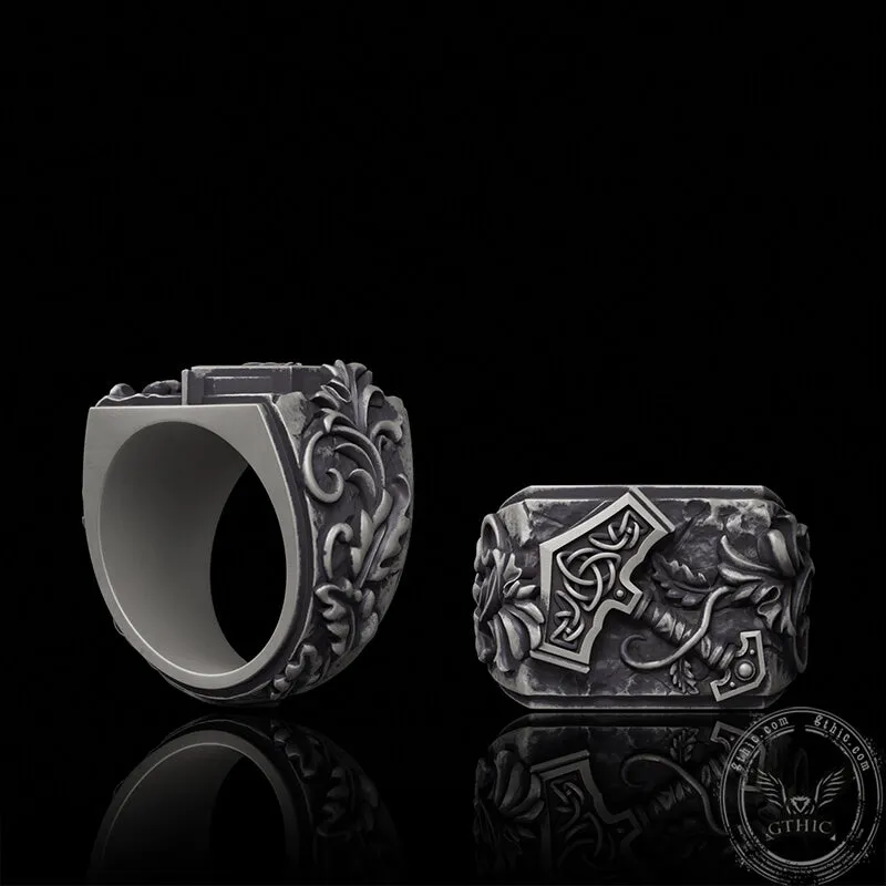 Thor’s Hammer Triquetra Sterling Silver Viking Ring sold by GTHIC