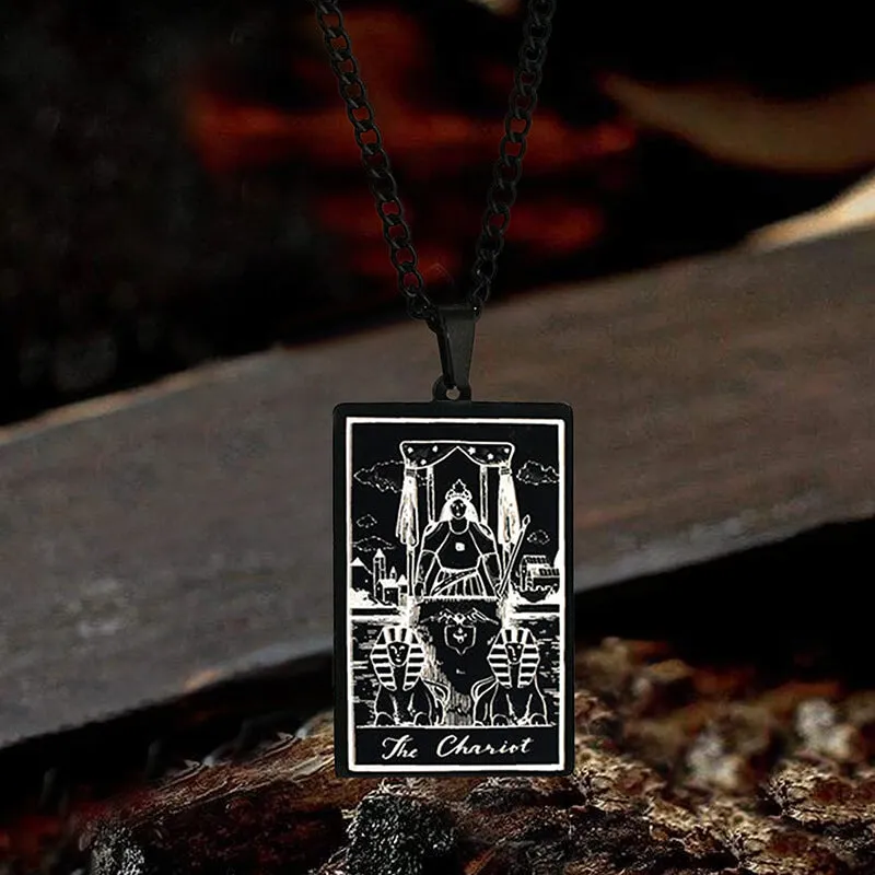 The Chariot Tarot Card Stainless Steel Necklace sold by GTHIC product image thumbnail 3