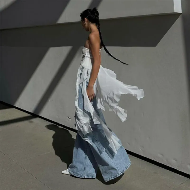 White Ruffle Tassel Tube Top sold by GTHIC product image thumbnail 4