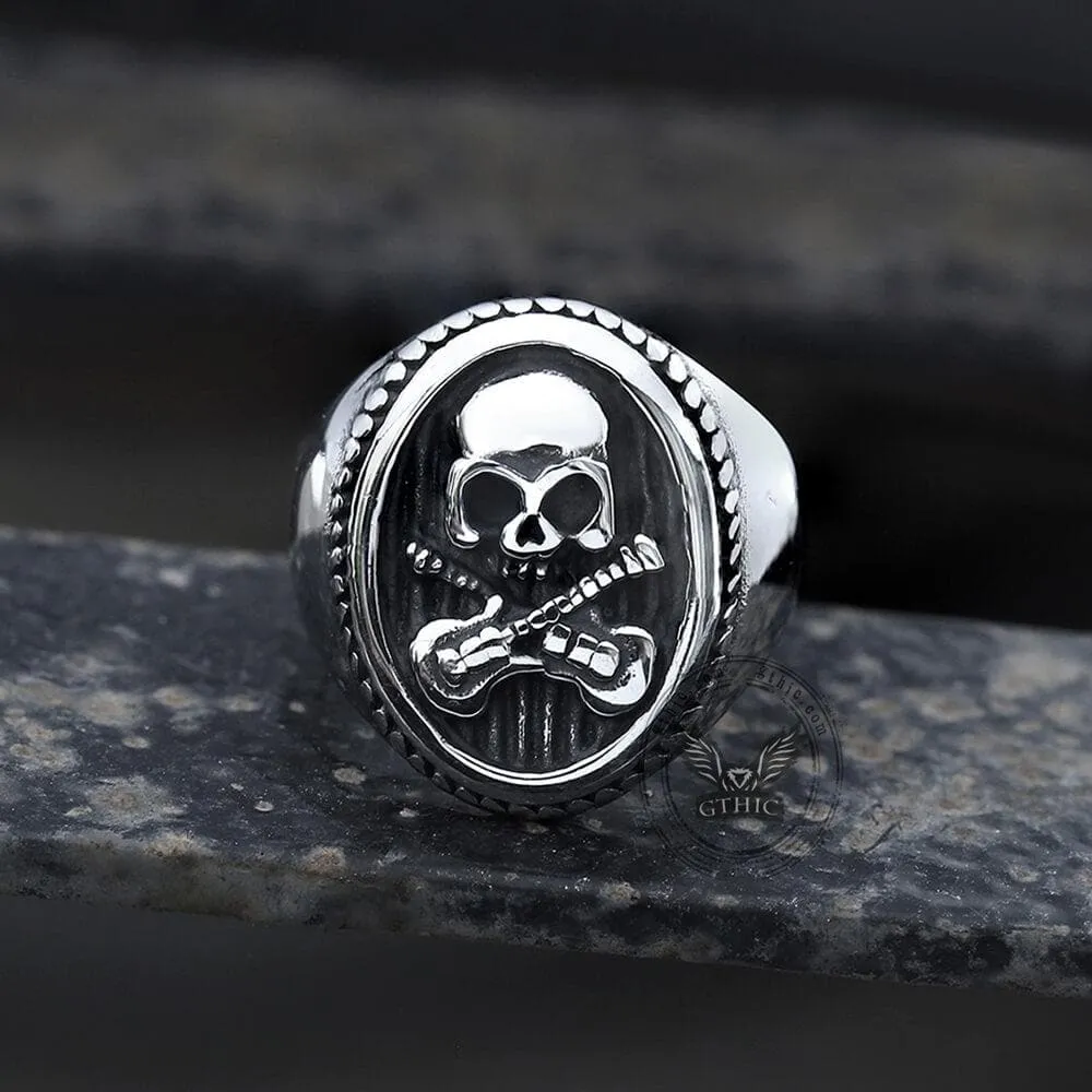 Guitar Skull Stainless Steel Ring sold by GTHIC product image thumbnail 3