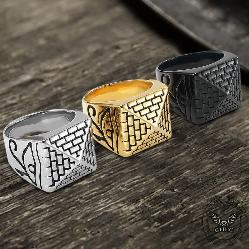 Egyptian Pyramid Eye of Ra Stainless Steel Ring sold by GTHIC product image thumbnail 3