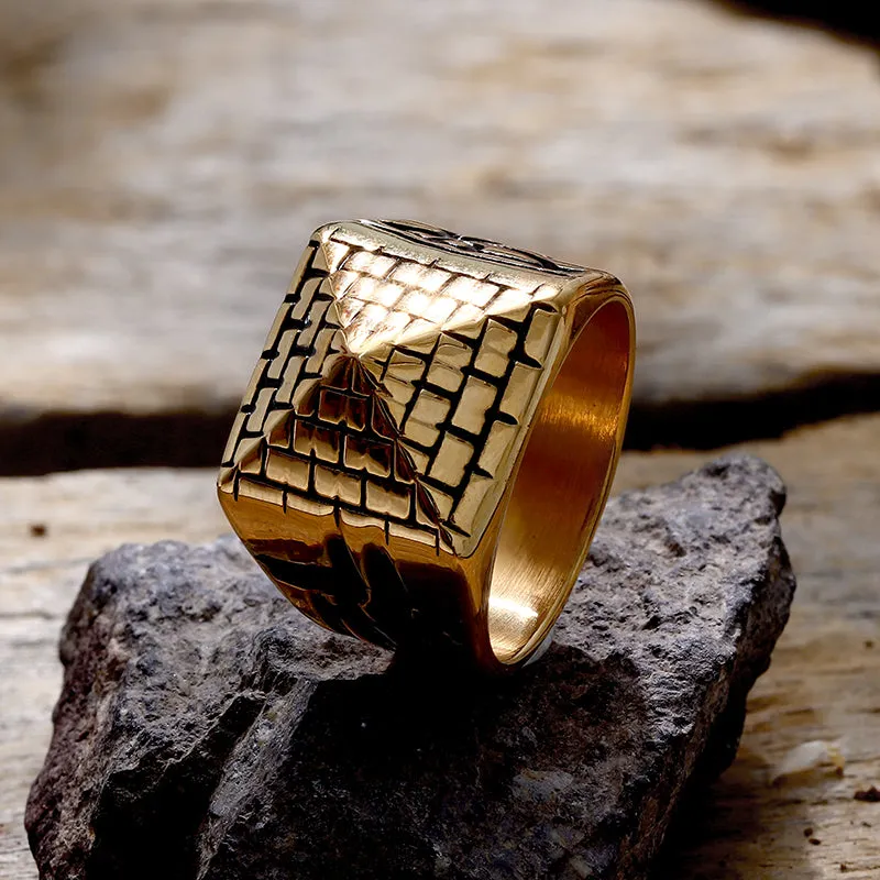 Egyptian Pyramid Eye of Ra Stainless Steel Ring sold by GTHIC