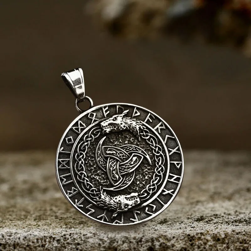 Viking Celtic Wolf Runes Stainless Steel Pendant sold by GTHIC