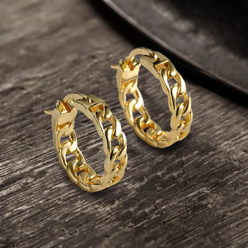 Minimalist Style Sterling Silver Chain Hoop Earrings sold by GTHIC product image thumbnail 3