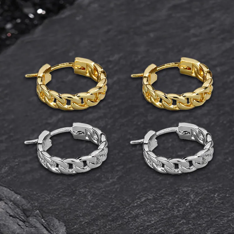 Minimalist Style Sterling Silver Chain Hoop Earrings sold by GTHIC