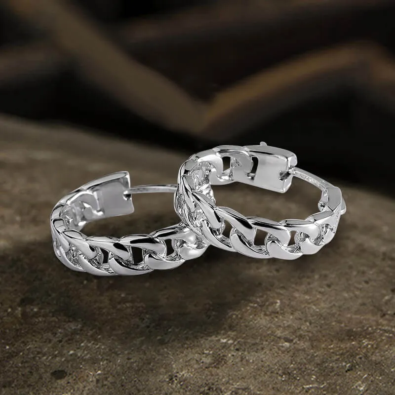 Minimalist Style Sterling Silver Chain Hoop Earrings sold by GTHIC product image thumbnail 2