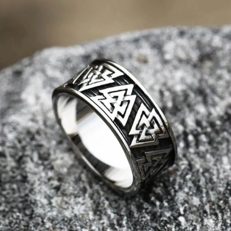 Retro Valknut Stainless Steel Viking Ring sold by GTHIC