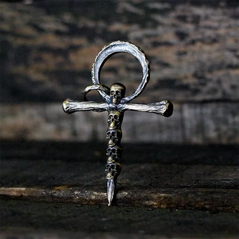 Skulls and Cross Sterling Silver Brass Pendant sold by GTHIC product image thumbnail 4