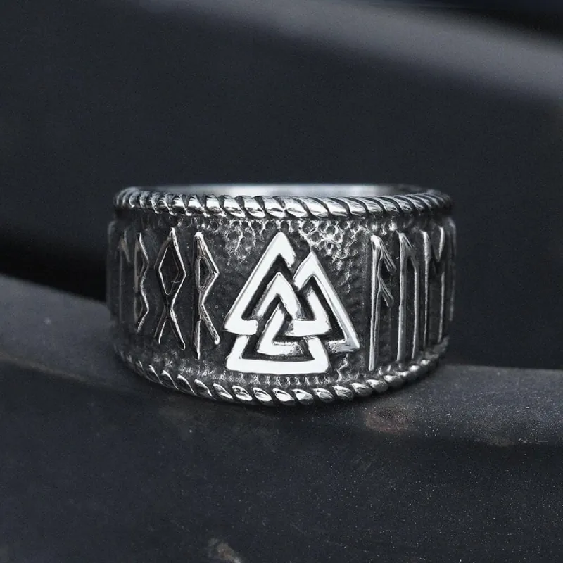 ODIN Runes Valknut 316L Stainless Steel Viking Ring sold by GTHIC