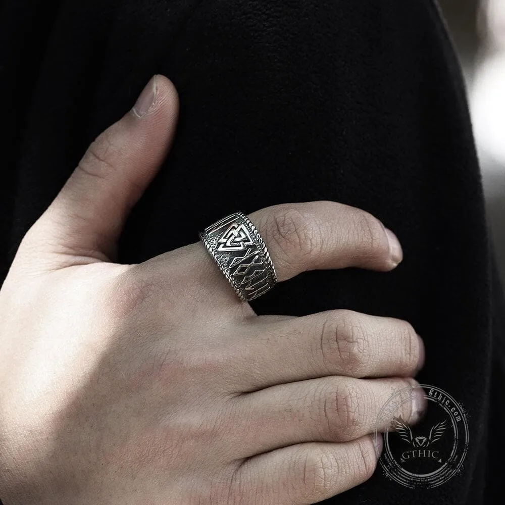 ODIN Runes Valknut 316L Stainless Steel Viking Ring sold by GTHIC product image thumbnail 2