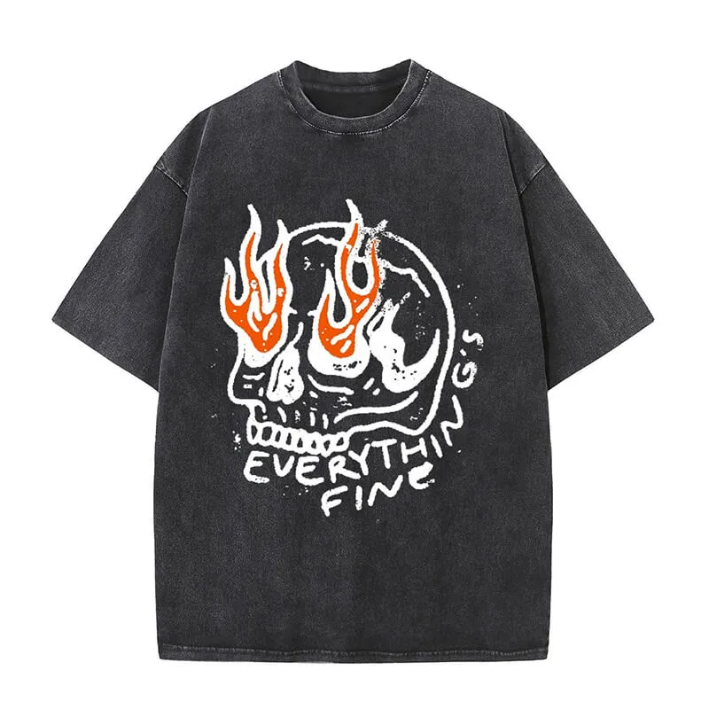 Vintage Flame Eye Skull Washed T-shirt sold by GTHIC