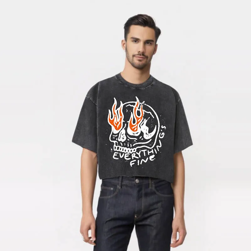 Vintage Flame Eye Skull Washed T-shirt sold by GTHIC product image thumbnail 2