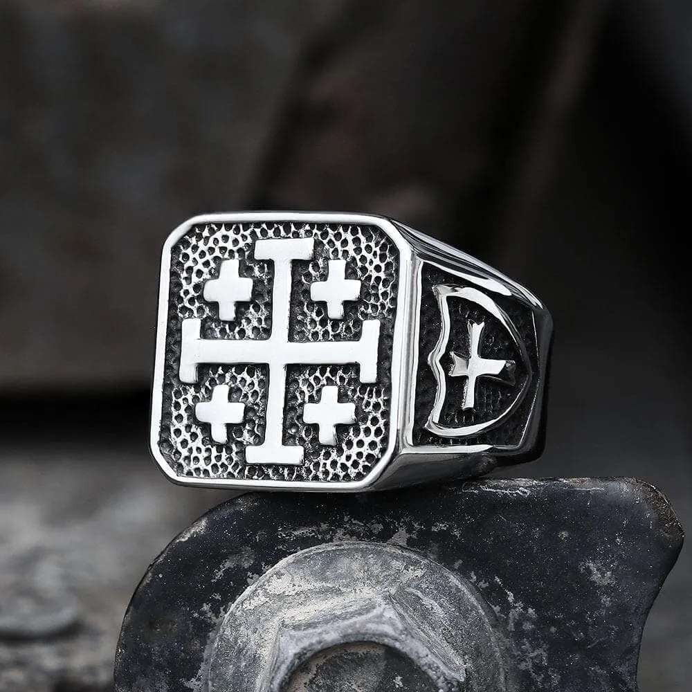 Jerusalem Cross Stainless Steel Ring sold by GTHIC