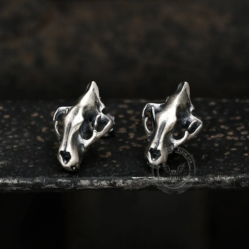 Saber Tooth Tiger Skull Head Sterling Silver Stud Earrings sold by GTHIC product image thumbnail 4