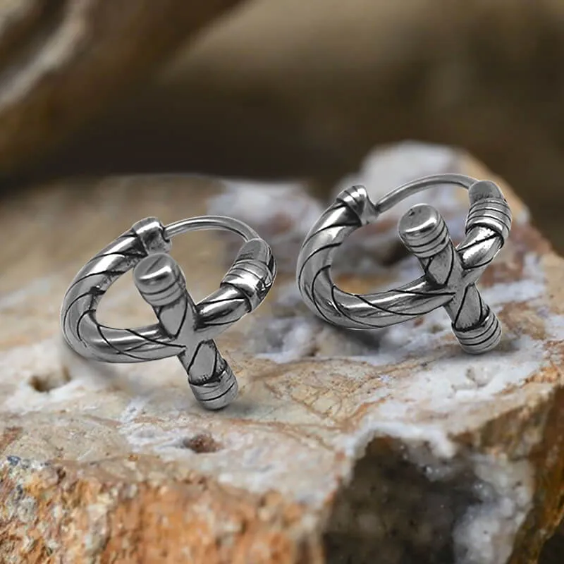Simple Lines Stainless Steel Cross Hoop Earrings sold by GTHIC