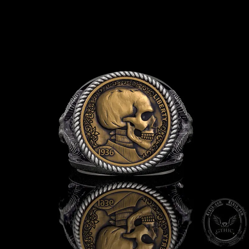 Skull Hobo Nickel Sterling Silver Ring sold by GTHIC product image thumbnail 5