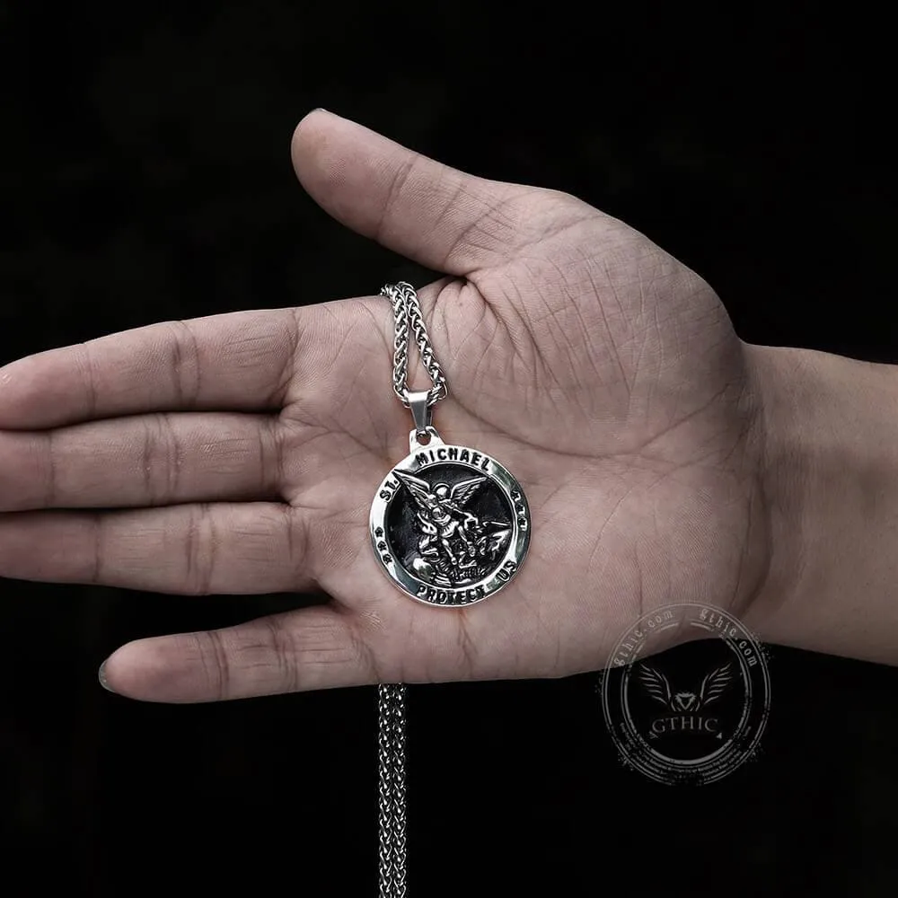 St. Michael Protect Us Stainless Steel Pendant sold by GTHIC product image thumbnail 3